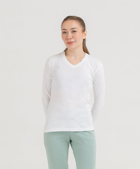 Women's Basic Long Sleeve V-Neck Tee